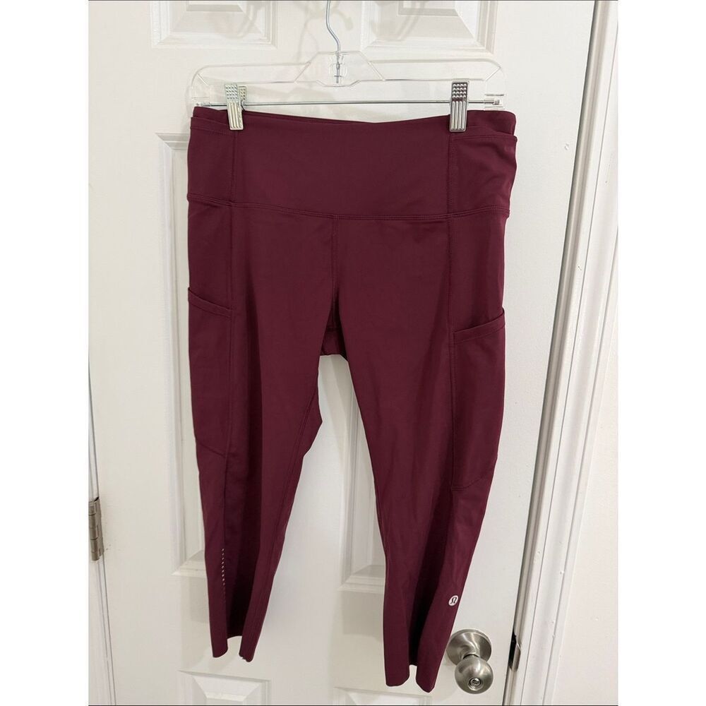 lululemon athletica Wine-Colored Pocketed Workout Leggings .Size 10